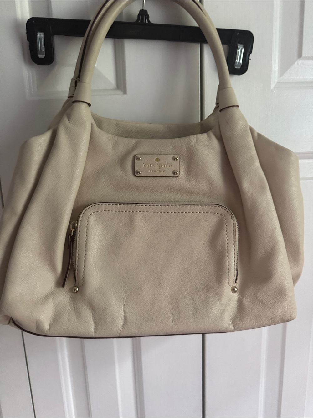 kate spade Cream Pebbled Leather Shoulder Bag